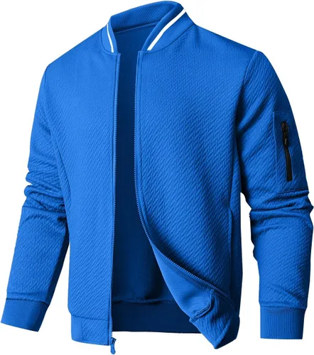 Vista 6 de SAVKOOV Chaqueta ligera de ajuste holgado para hombre, chaqueta bomber casual y elegante