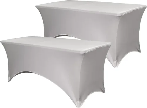 Vista 11 de Paquete de 2 manteles de mesa elásticos de elastano para mesas rectangulares de 4 pies, mantel ajustable de 48 pulgadas de largo x 30 pulgadas