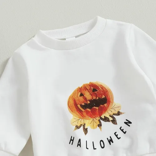 Vista 4 de Halloween Baby Boys' Pumpkin Long Sleeve Sweater Small Foot Pants Sports Two Piece Set 3 To 18 Baby Princess