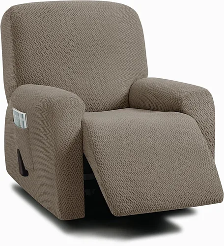 Vista 25 de ULTICOR Fundas jacquard para sofá reclinable de 8 piezas, fundas elásticas para sofá reclinable de 3 cojines, gruesas, suaves y lavables (estilo 3)