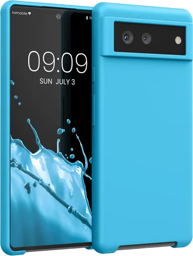 Vista 128 de kwmobile Funda Compatible con Google Pixel 6 Pro - Funda de Teléfono de Silicona TPU con Acabado Suave - Azul Caribe