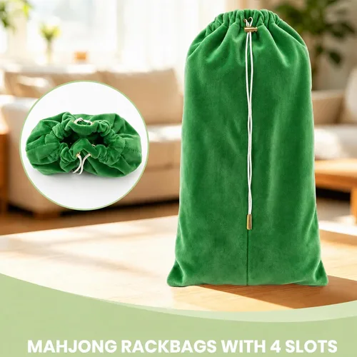 Vista 9 de Mahjong - Bolsa con 4 divisores para estantes Mahjong de 16 a 20 Verde