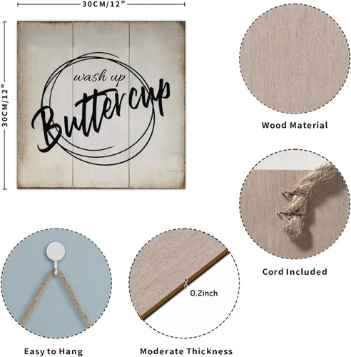 Vista 2 de Funny Bathroom Pallet Sign Plaque Wash Up Butter Cup Rural Wood Family Sign Board Country Bathroom Wall Hanging Decor for Toilet Restroom Bathroom