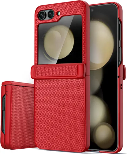 Vista 8 de Vihibii - Funda para Samsung Galaxy Z Flip 5 con protección de bisagra, 2023, color negro Protector de pantalla exterior HD, delgado y elegante