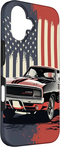 Vista 3 de Funda para iPhone 16, estilo vintage, con bandera de Estados Unidos, para hombre