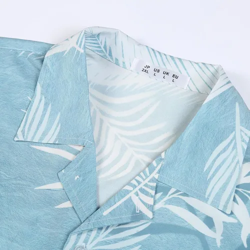 Vista 3 de BOJIN Camisas hawaianas de manga corta con botones para hombre, camisas casuales de verano, estampado floral tropical, camisas de playa Aloha