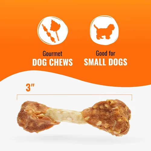 Vista 5 de Good 'n' Fun - Mancuernas de larga duración para perros pequeños, 4 onzas Made with Real Protein, Premium Chicken and Beef Hide Chew, Supports