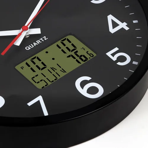 Vista 13 de Reloj de pared analógico de 12 pulgadas, silencioso, sin tictac, reloj de pared grande de cuarzo con LED nocturno, reloj de pared decorativo a