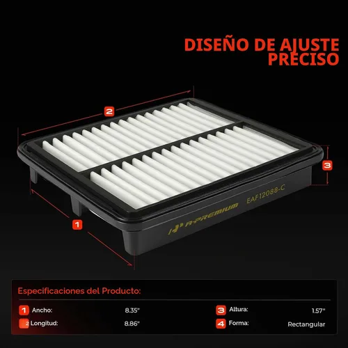 Vista 2 de Filtro de aire de motor A-Premium compatible con el modelo Mazda
