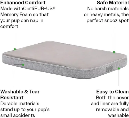 Vista 3 de Diggs Snooz - Cama para perros de espuma viscoelástica, almohadilla para jaula de perro de tamaño ideal, cama ortopédica de alta calidad para jaula