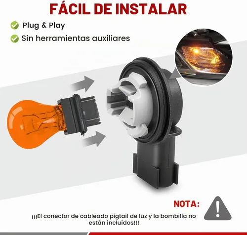 Vista 3 de RED WOLF Enchufe de Luz de Señal de Giro de Cola Compatible con Dodge Ram 1500 2500 3500 2009-2020 Lámpara de 3 Terminal Enchufe de Bombilla de Luz