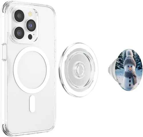 Vista 4 de Lindo muñeco de nieve de Navidad, invierno, vacaciones, nieve, Navidad, para mujeres y niñas, PopSockets MagSafe PopGrip para iPhone