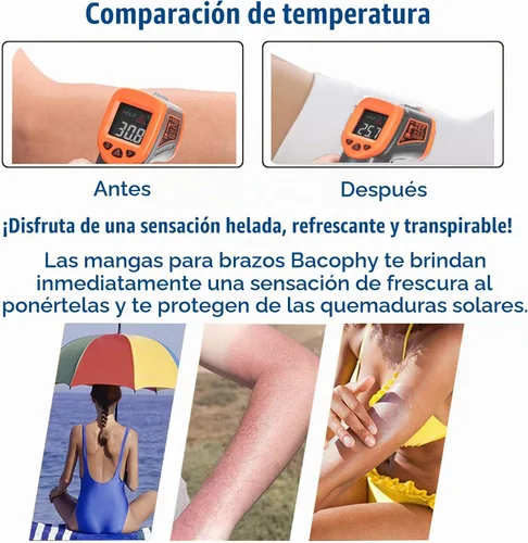 Vista 3 de Bacophy 3/6 pares de mangas refrescantes con protección UV para mujeres y hombres, cubierta de brazo UPF 50