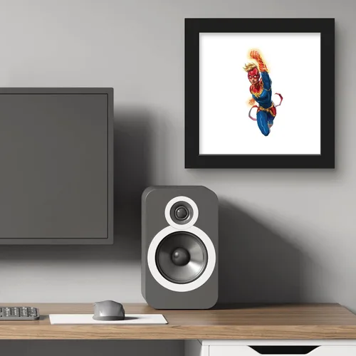 Vista 6 de Trends International Gallery Pops Marvel Comics Avengers - Póster de pared de Capitana Marvel, 12 x 12 pulgadas, versión enmarcada en negro