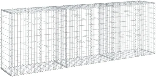Vista 52 de vidaXL Cesta de gavión con tapa, 39.4 x 19.7 x 39.4 pulgadas, hierro galvanizado rectangular, resistente a la intemperie, montaje sin herramientas