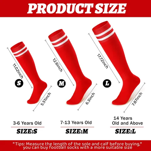 Vista 2 de Unittype 6 pares de calcetines de fútbol para niños pequeños de 3-67-1314 años más de edad, calcetines de fútbol a rayas