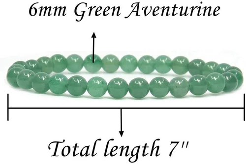 Vista 2 de Pulsera elástica hecha a mano con gemas semipreciosas de 1564 de pulgada con cuentas redondas de 7 pulgadas, unisex