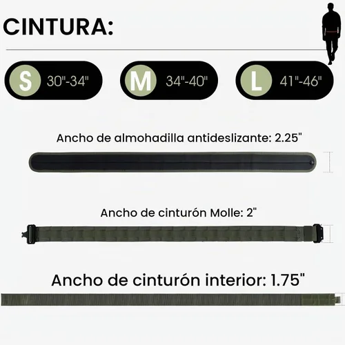 Vista 5 de AIKATE Cinturón táctico de batalla Molle – Cinturón de combate de liberación rápida de 1.75 pulgadas/2.25 pulgadas interior y 2.0 pulgadas exterior