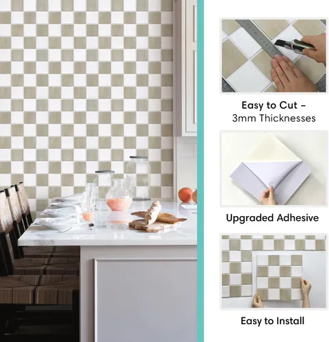 Vista 4 de Commomy 10 azulejos 3D mate para despegar y pegar de 11.8 x 11.8 pulgadas, ultraligeros de PVC, cuadrados, para despegar y pegar para cocina