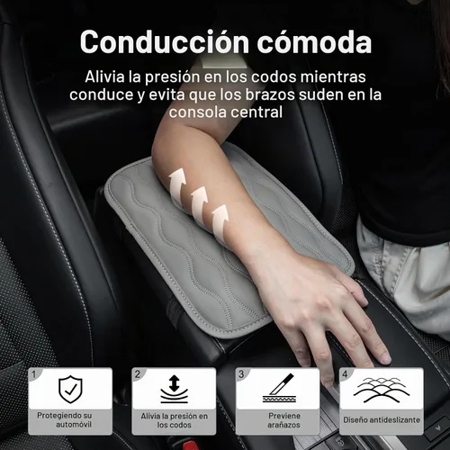 Vista 4 de Amiss Almohadilla de consola central para automóvil, funda universal impermeable para caja de asiento de reposabrazos, protector de cuero