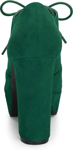 Vista 4 de Allegra K Botas de plataforma con cordones gruesos para mujer