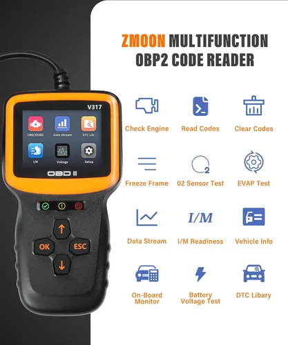 Vista 3 de YAKEFLY Herramienta de diagnóstico con escáner OBD2, lector de códigos OBD2 para auto, lector de códigos de fallas del motor, herramienta de escaneo