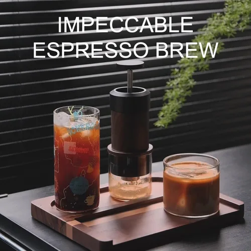 Vista 4 de M5 - Cafetera manual de café portátil con portafiltro sin fondo 2 en 1, sin electricidad para acampar, viajes, oficina, acero inoxidable con calidad