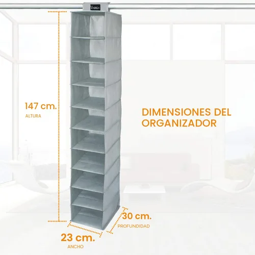 Vista 3 de VAESIDA Estante para Sombreros Colgante de 10 Estantes para Closet/Organizador para Almacenamiento - Mejor Soporte para Gorra de Béisbol, Gris