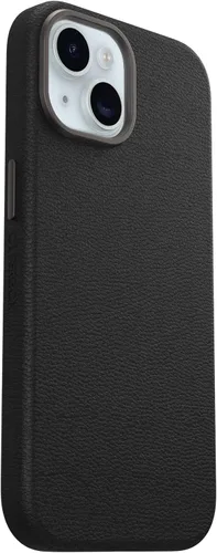 Vista 3 de OtterBox Funda protectora de piel para iPhone 15 Symmetry Series Cactus para MagSafe, color negro ASH (negro), delgada, premium, funda protectora