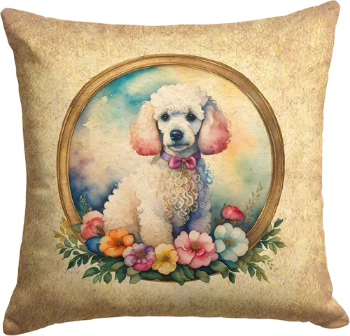 Vista 264 de Caroline's Treasures DAC2072PW1414 Affenpinscher and Flowers - Almohada decorativa de tela, lavable a máquina, para interiores y exteriores