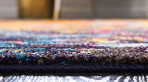 Vista 4 de Unique Loom - Colección Estrella, colores oscuros, tapete abstracto moderno y desgastado (3' 3 x 5' 3 rectangular, multi/azul marino)
