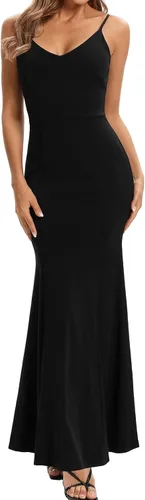 Vista 2 de Vestidos de invitada de boda formales de noche con tirantes delgados para mujer