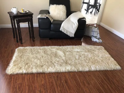 Vista 29 de LAMBZY Alfombra rectangular de piel de oveja sintética, súper suave, hipoalergénica, de felpa, lujosa alfombra de felpa sedosa para dormitorios