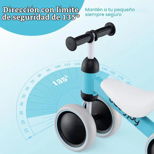 Vista 2 de BABY JOY Bicicleta de equilibrio, sin pedales, 4 ruedas, con asiento suave, como primer juguete de montar como regalo de cumpleaños, bicicleta