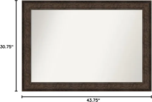 Vista 505 de Amanti Art Espejo de pared personalizado no biselado (25 x 25 pulgadas), marco de bronce acentuado, varios tamaños personalizados, espejo de baño