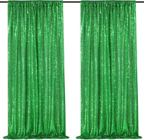 Vista 50 de 2 cortinas de 2 x 8 pies de lentejuelas con brillantina para marco de fotografía, para fiestas o fondos de fotografía