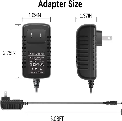Vista 5 de Cargador adaptador de fuente de alimentación de CA de 12V 1A Max 2A Salida 100 mA ~ 2000 mA, compatible con Yamaha PA-130, serie de teclado