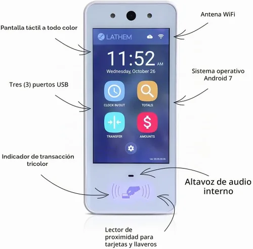 Vista 2 de Sistema de reloj de tiempo Wi-Fi sin contacto Lathem (PCEXPRESS)
