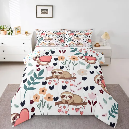 Vista 28 de Feelyou Juego de edredón de dibujos animados de gatos, juego de edredón de gatitos y flores, para niños, niñas, adolescentes, mascotas, gatos, juego
