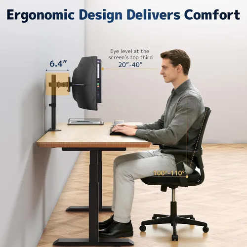 Vista 3 de Brazo de monitor único para pantallas de hasta 49 pulgadas, soporte de montaje para monitor ultra ancho, perfil bajo