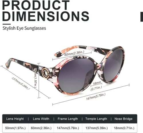 Vista 4 de FIMILU Lentes de sol polarizados para mujer, lentes de sol vintage, de gran tamaño, con protección UV400