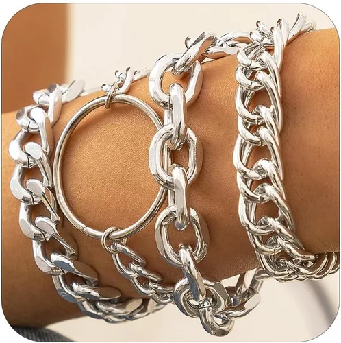 Vista 53 de Long tiantian Pulsera de oro gruesa para mujer, pulseras de oro delicadas, pulseras para mujer, pulseras apilables de eslabones de cadena