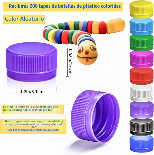 Vista 2 de Motbach 50 tapas de botellas de plástico coloridas, tapas de botellas de plástico de 1.2 pulgadas, tapas de botellas de colores, tapas de botellas