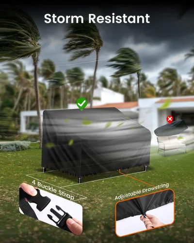 Vista 6 de FORSPARK Funda para sofá de patio, impermeable, resistente a los rayos UV, protector para sofá biplaza de 2 asientos, tela Oxford resistente a