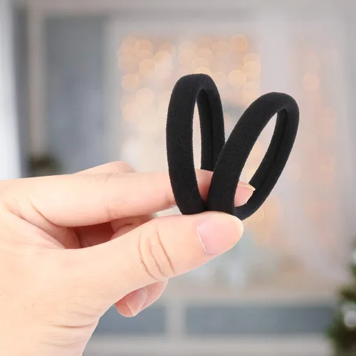 Vista 3 de 100 soportes grandes de algodón para cola de caballo, ligas para el cabello sin costuras, bandas elásticas para el cabello sin daños para cabello