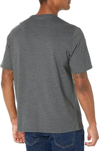 Vista 3 de Tienda Essentials Camiseta de manga corta con cuello redondo y bolsillo para hombre, ajuste regular, paquete de 2