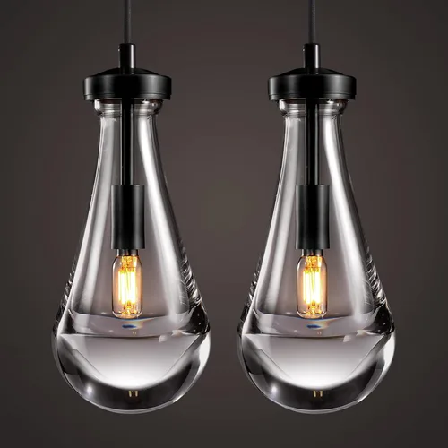 Vista 11 de Luces Colgantes Modernas de Gota de Lluvia, Luces Colgantes para Isla de Cocina, Lámpara de Comedor con Barra de Latón, Candelabro de Gota de Lluvia