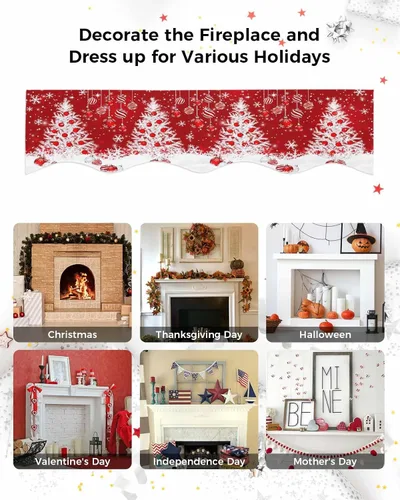 Vista 7 de Funda para bufanda de chimenea de árbol de Navidad, mantel superior, bufanda para Navidad, Halloween, Acción de Gracias, otoño, decoración