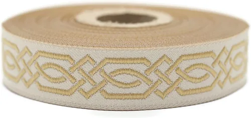Vista 22 de Carrete de 10.9 yardas 0.79 pulgadas de ancho azul celta Claddagh bordado Jacquard Ribbon 20272