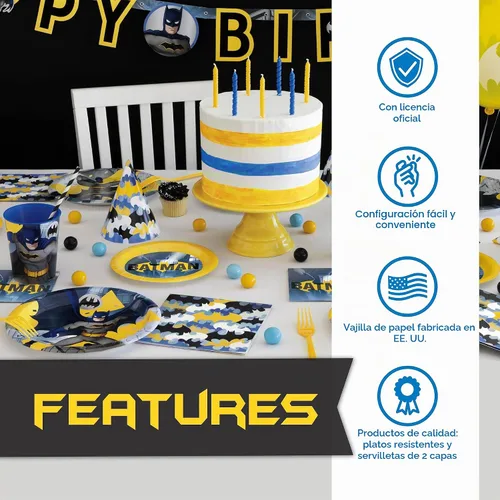Vista 3 de Decoraciones de cumpleaños de Batman para fiesta con máscara de recuerdo